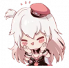 アニメ,キャラクター,笑顔,かわいい,帽子,女性,白髪,ピンク,アイコン