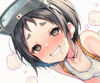 アニメ,女の子,笑顔,ヘッドギア,タンクトップ,ショートヘア,頬赤らめ