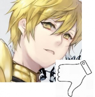 金髪,アニメ風,甲冑,男性,手描き,サムズダウン,親指下