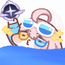 キャラクター,サングラス,プール,かわいい,ゲーム
