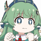 アニメキャラクター,緑髪,青い瞳,帽子,ケモ耳,感情表現