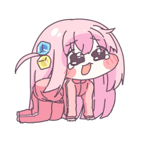 女の子,ピンク髪,寝そべり,かわいい,SDキャラ,アニメ風,小物付き,ぼっち・ざ・ろっく