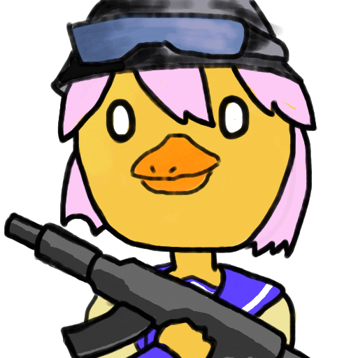 アヒル,擬人化,セーラー服,銃,サングラス,ヘルメット,ピンクの髪,かわいい,動物キャラクター