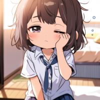 女の子,眠そう,制服,アニメ風,寝起き,ショートヘア,室内