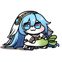 アニメ,青髪,キャラクター,かわいい,座っている,ヘッドドレス,白い服