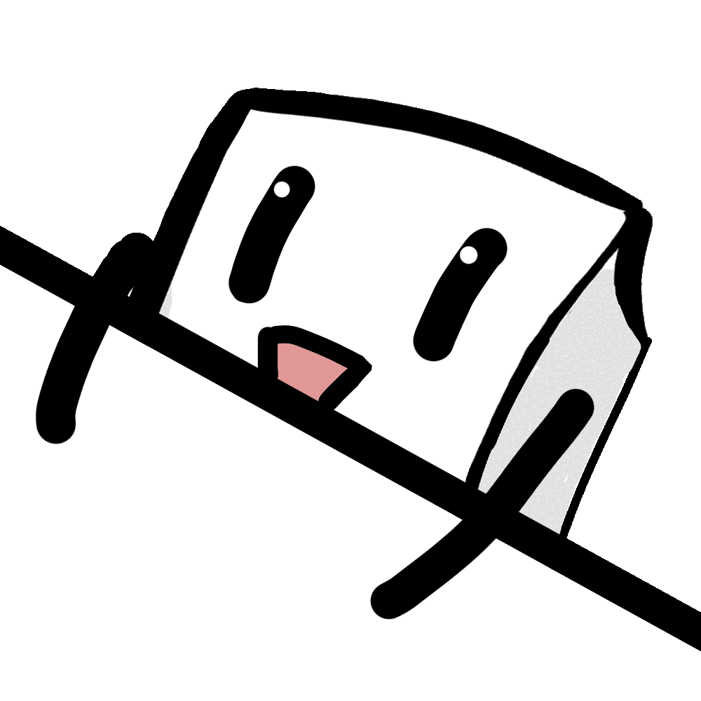 キャラクター,四角い顔,シンプルデザイン,イラスト,かわいい,白と黒,表情,驚き
