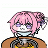 ピンク髪,キャラクター,焼肉,食事,かわいい