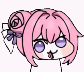 ピンク髪,アニメ風,紫色の目,舌を出す,お団子ヘア,リボン,キャラクター,カワイイ