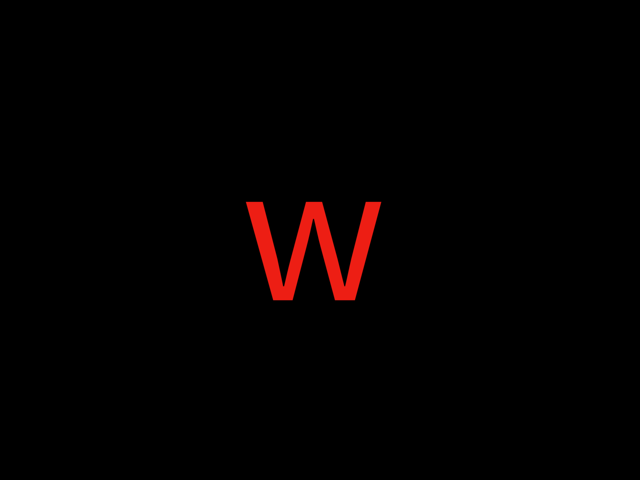 W,赤い文字,黒背景,シンプル