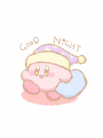 ピンク,キャラクター,帽子,眠る,GOOD NIGHT,かわいい,青い枕,星柄,ゲームキャラクター,イラスト