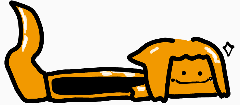イラスト,シンプル,キャラクター,オレンジ,しっぽ,四つん這い,かわいい