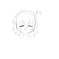 女の子,手描き,ラフ,笑顔,すき,アイコン,アニメ風