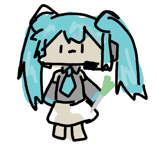 イラスト,水色ツインテール,ネクタイ,初音ミク,キャラクター,ゆるい絵,デフォルメ